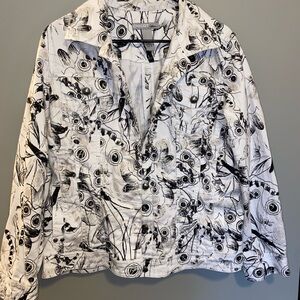 White Pattern Denim Jacket